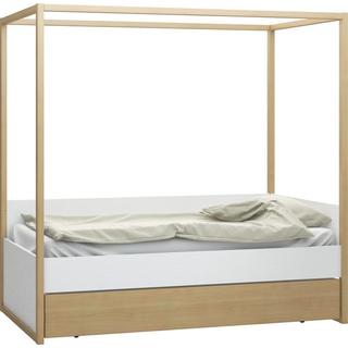 Voelkel 4 You Collection White Wood Twin Bed with Oak Canopy