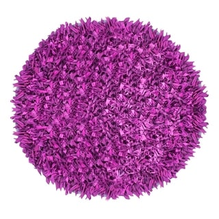 Jersey Purple Indoor Hand-knotted Round Accent Shag Rug (3' x 3')