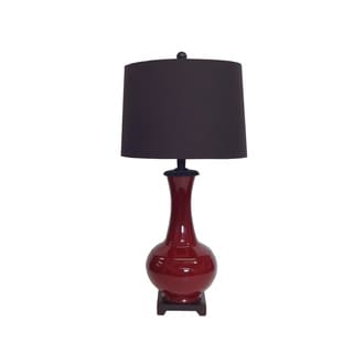 Oxblood Porcelain Drum Shade Table Lamp