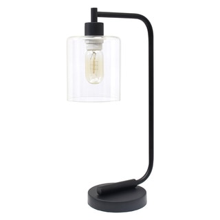 Simple Designs Bronson Black Iron Glass-shade Antique-style Industrial Lantern Desk Lamp