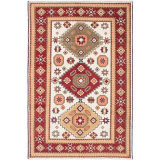 eCarpetGallery Royal Kazak Ivory/Red Wool Hand-knotted Rug (6'9 x 10'0)