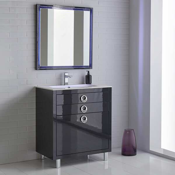 Fresca Platinum Due 32-inch Glossy Cobalt Bathroom Vanity