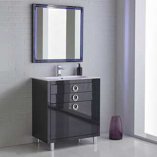 Fresca Platinum Due 32-inch Glossy Cobalt Bathroom Vanity