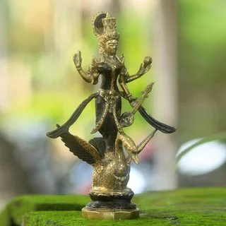 Handcrafted Bronze 'Goddess of Knowledge' Hindu Sculpture (Indonesia)