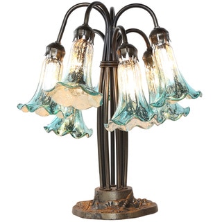 River of Goods Light Blue/Silver 18.5-inch High Hand-blown Mercury Glass 7-Lily Downlight Table Lamp