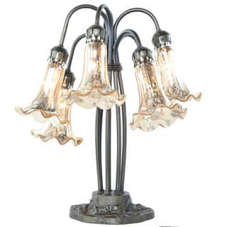Goldtone 18.5-inch Mercury Glass Handblown 7-lily Downlight Table Lamp