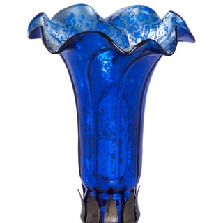 Hand Blown Mercury Glass Replacement Lily Shade-Blue