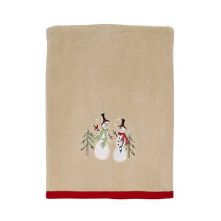 Tall Christmas Snowmen Holiday Bath Towel