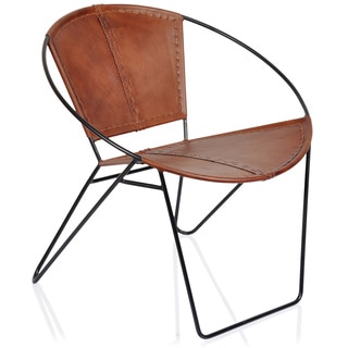 slide 1 of 1, Horizon Midcentury Tobacco Leather Chair