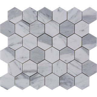 Italian Statuario Venato 2-inch Hexagon Polished Mosaic Tile