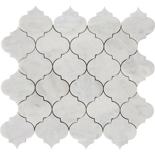 Italian Carrara Marble Arabesque Waterjet Polished Mosaic Tiles