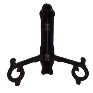 Brown Wood 7-inch Scroll Plate Stand (Pack of 4)