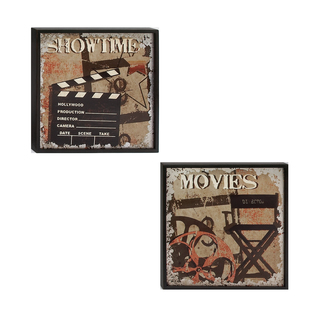 Urban Designs 'Movies' and 'Showtime' Wood Framed Wall Art (Set of 2)