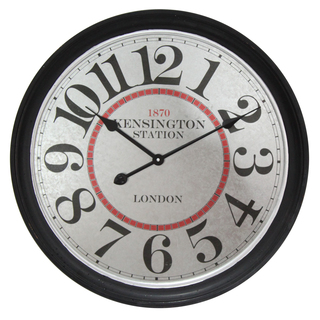 Infinity Instruments Kensington Station Black/White Metal/Wood 23.625-inch Round Clock