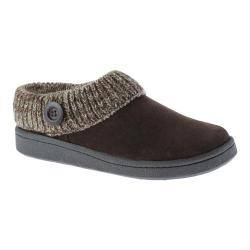 Women's Clarks Knit Collar Clog Slipper Brown Leather
