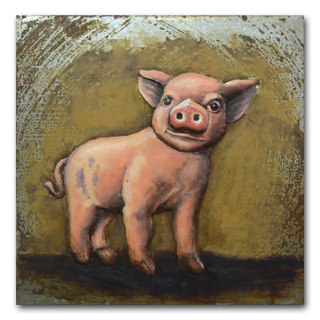 Benjamin Parker 'This Little Piggy' 24-inch Raised Metal Wall Art