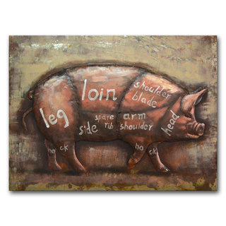 Benjamin Parker 'Pig Diagram' Multicolored Metal 30-inch x 39-inch Raised Wall Art