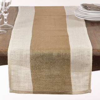 Burlap Table Runner With Thick Gold Band