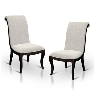 Furniture of America Daphne Scroll Back Nailhead Trim Fabric Side Chair (Set of 2)
