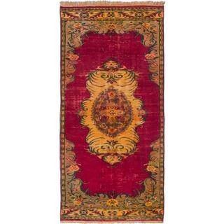 eCarpetGallery Red Wool/Cotton Hand-knotted Medallion-pattern Color-transition Rug (4'10 x 10'5)