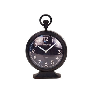 MTL. Black Distressed Metal Tabletop Clock