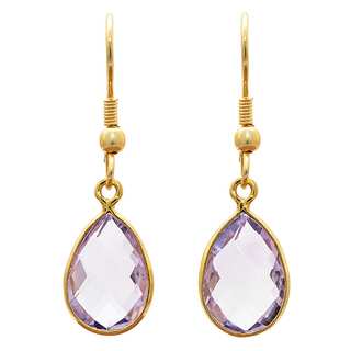 Handcrafted Gold-plated Brass Amethyst Earrings (India)