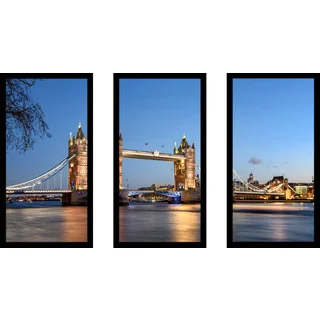 "London Bridge" Framed Plexiglass Wall Art Set of 3