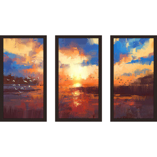 "Sunset" Framed Plexiglass Wall Art Set of 3