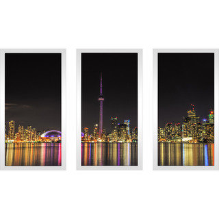 "Toronto at Night" Framed Plexiglass Wall Art Set of 3