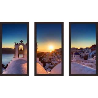 "Village of Oia, Santorini" Framed Plexiglass Wall Art Set of 3