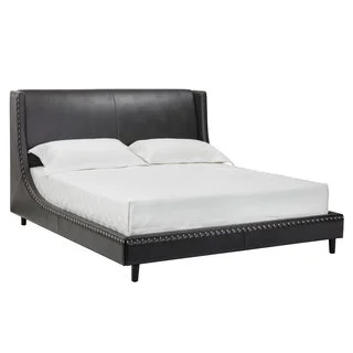 Harlow King Bed in Black Leather