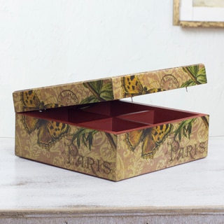 Handcrafted Decoupage 'Butterfly Nostalgia' Tea Box (Mexico)