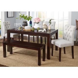 Simple Living Annie Espresso, Grey Rubberwood and Fabric 6-piece Dining Set with Bench