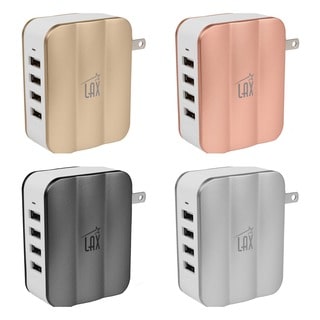 LAX Smartpower 4 Port USB Wall Charger Fast Charging for iPhone, iPad, Samsung, Tablets