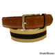 Men's Striped Canvas and Leather Casual Belt