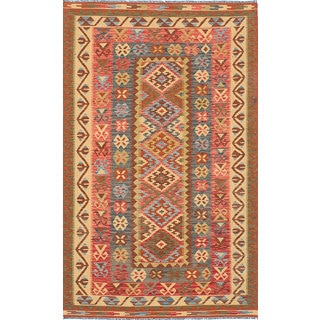 eCarpetGallery Red/Yellow Wool Hand-woven Sivas Kilim Rug (5'0 x 8'7)