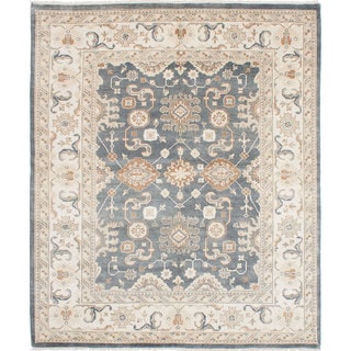 eCarpetGallery Royal Ushak Grey Wool and Cotton Hand-Knotted Rug (8'0 x 9'7)
