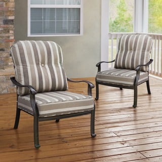 Furniture of America Garner Contemporary Outdoor Antique Black Cushioned Chair (Set of 2)