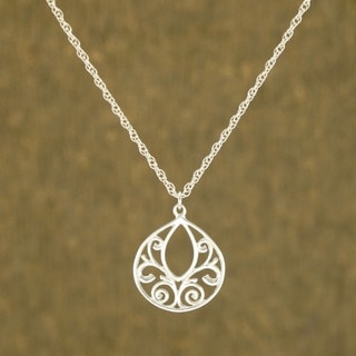 Jewelry by Dawn Fancy Filigree Teardrop Sterling Silver Rope Chain Necklace