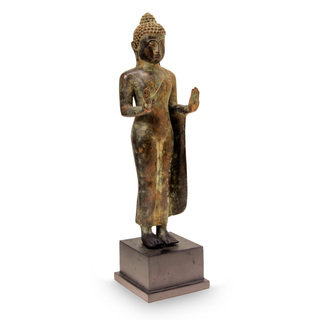 Handcrafted Bronze 'Abhaya Mudra Buddha' Sculpture (Indonesia)