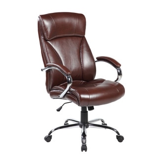 Brown Ergonomic High-back Leather Executive Office Desk Chair