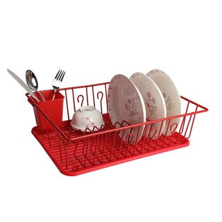 Mega Chef Red Stainless Steel/Plastic Dish Rack