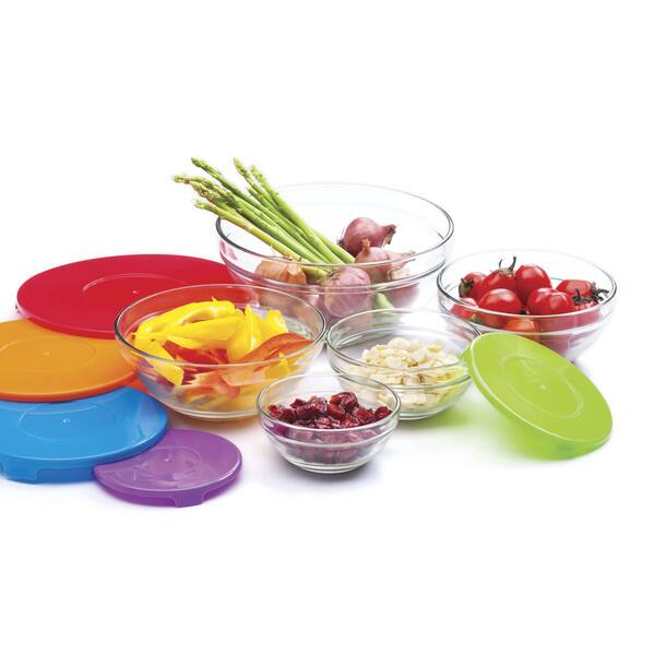 Multicolored Glass Serving and Storage Bowls (Pack of 5)