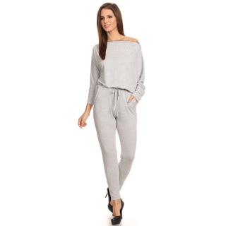Women's Solid Grey Polyester/Rayon/Spandex Jumpsuit