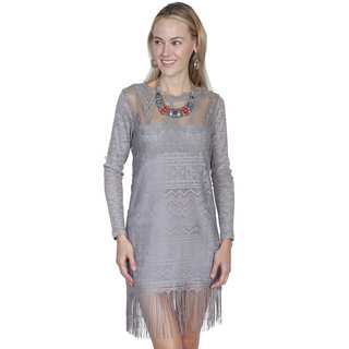 Scully Leather Linen/Polyester Lace Long-sleeved Dress with Tonal Lining