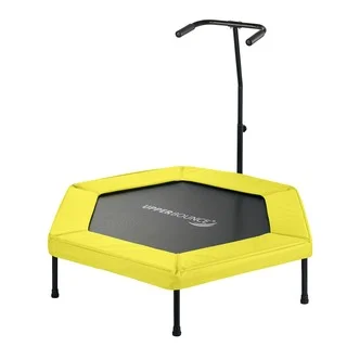 Upper Bounce Yellow 50-inch Hexagonal Fitness Mini-trampoline with T-shaped Adjustable Hand Rail