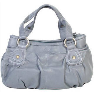 Scully Leather Grey Leather Top-zip Double Satchel Handbag