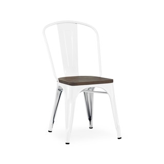 Design Lab MN Amalfi Glossy White Elm Wood, Powder-coated Steel, and Metal Side Chairs (Pack of 4)