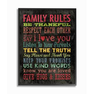 Stupell 'Family Rules' Chalkboard Style Wood Framed Giclee Texturized Art