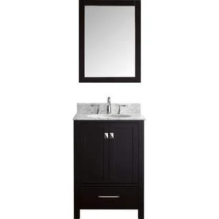 Virtu USA Caroline Avenue 24-inch White Marble Single Bathroom Vanity Set